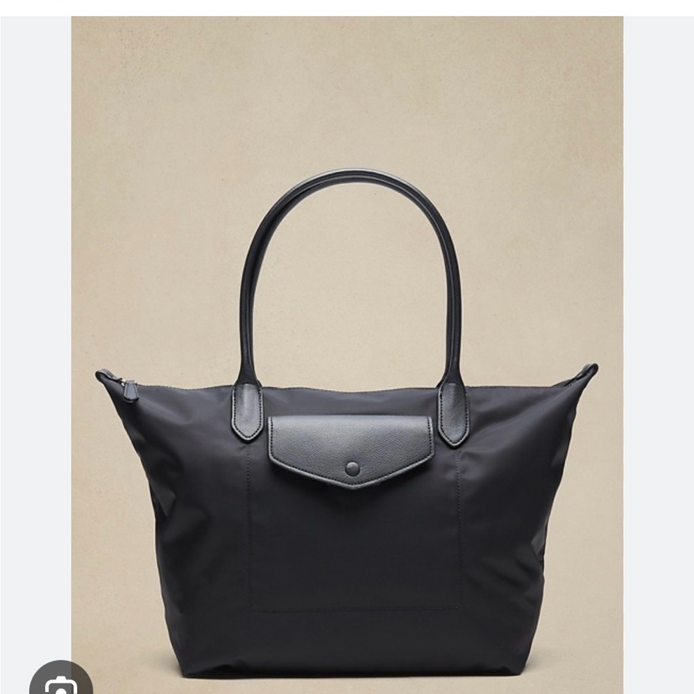 Banana Republic Nylon Navy Tote with Gold Zipper